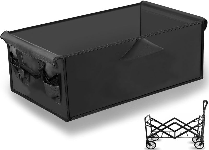 Photo 1 of Amazon Basics Collapsible Folding Heavy Duty Utility Wagon for Outdoor Sports, 265 pounds Weight Capacity, Camping, Garden, and Shopping, 27.6 x 40.9 x 20 inches, Black