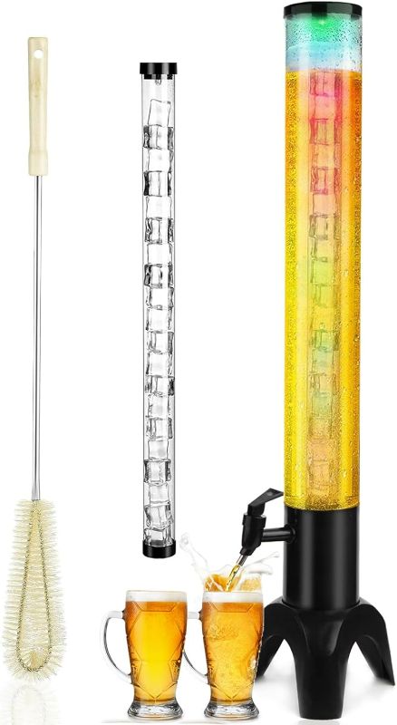 Photo 1 of Beer Giraffe Dispenser, 100oz/3.2 qt Mimosa Tower Dispenser with Ice Tube and LED Light, 3L Tabletop Drink Tower Dispenser for Beer, Margarita, Liquor, Beverage