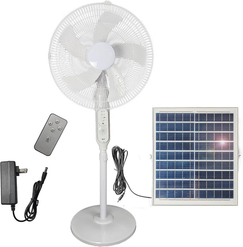 Photo 1 of 16-inch Solar Oscillating Standing Fan,15000mAh Rechargeable Mobile Fan,Remote Control Floor Fan, Height-adjustable Suitable for Bedroom, Study or Outdoor