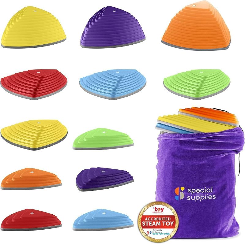 Photo 1 of Special Supplies Stepping Stones for Kids Indoor and Outdoor Balance Blocks Promote Coordination, Balance, Strength Child Safe Rubber, Non-Slip Edging (Multi-Color, 10)