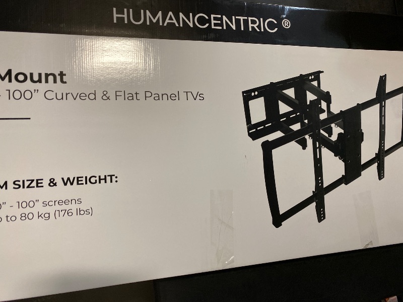 Photo 1 of HumanCentric Heavy Duty TV Wall Mount for 75-100" TVs Flat or Curved up to 176lb, Full Motion, 15° Tilt, 45° Swivel, 24" Extension, Max VESA 900x600mm, Hardware Included Install on Wood or Concrete