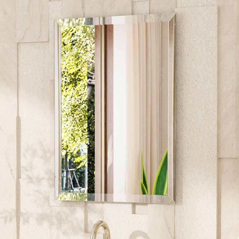 Photo 1 of VocalStar Frameless Bathroom Mirror, 22" x 30" Rectangle Wall Mirror with Beveled Edge, Modern Decorative Vanity Mirrored for Living Room, Entryway, Bedroom | 1/4-Inch Shatterproof Glass