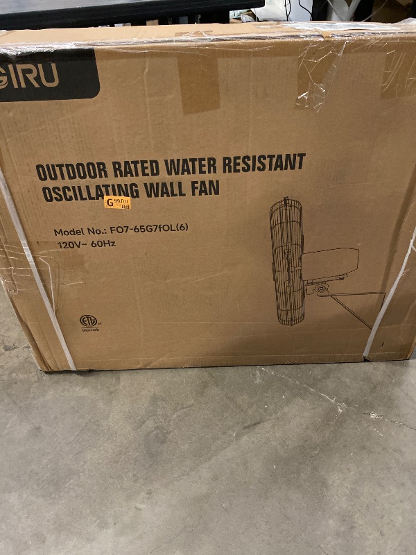 Photo 1 of 8800 CFM 24" Outdoor Commercial Wall Fan Oscillating, IP44 Waterproof Wall Mount Fan, Heavy Duty, 3 Speed, Adjustable Tilt for Factory, Warehouse, Garage, ETL Listed