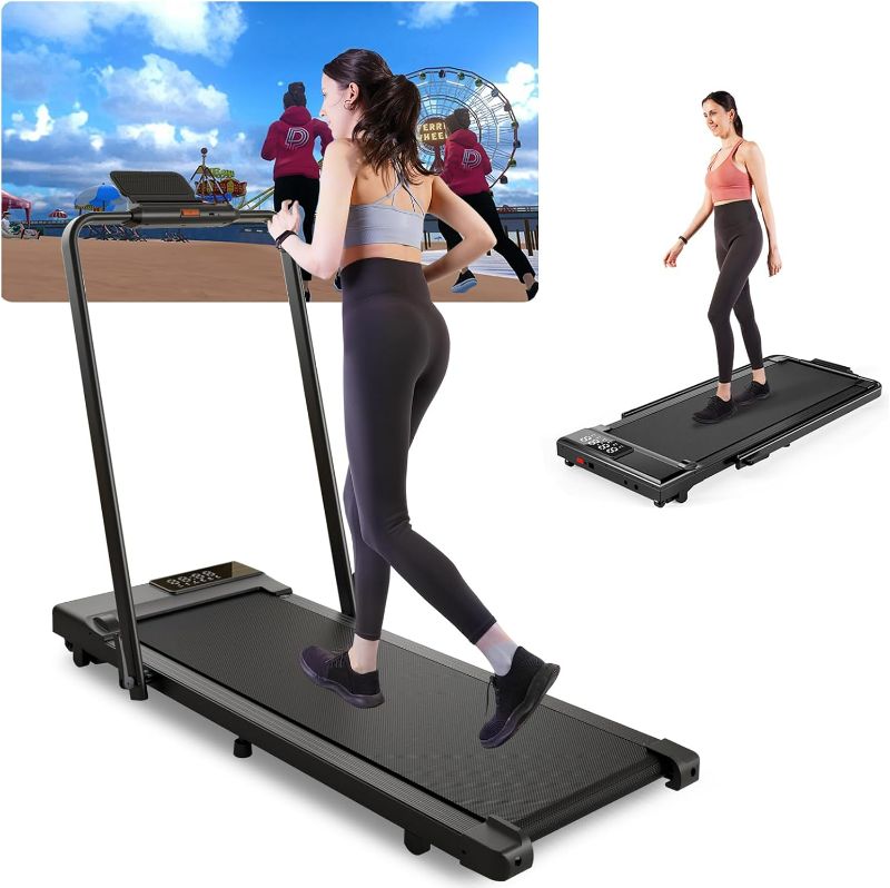Photo 1 of Walking Pad Treadmill with Handle Bar 3.0 HP Foldable Treadmills 300LBS Capacity Folding Walking Pad 3 in 1 Under Desk Treadmill Remote Control with APP