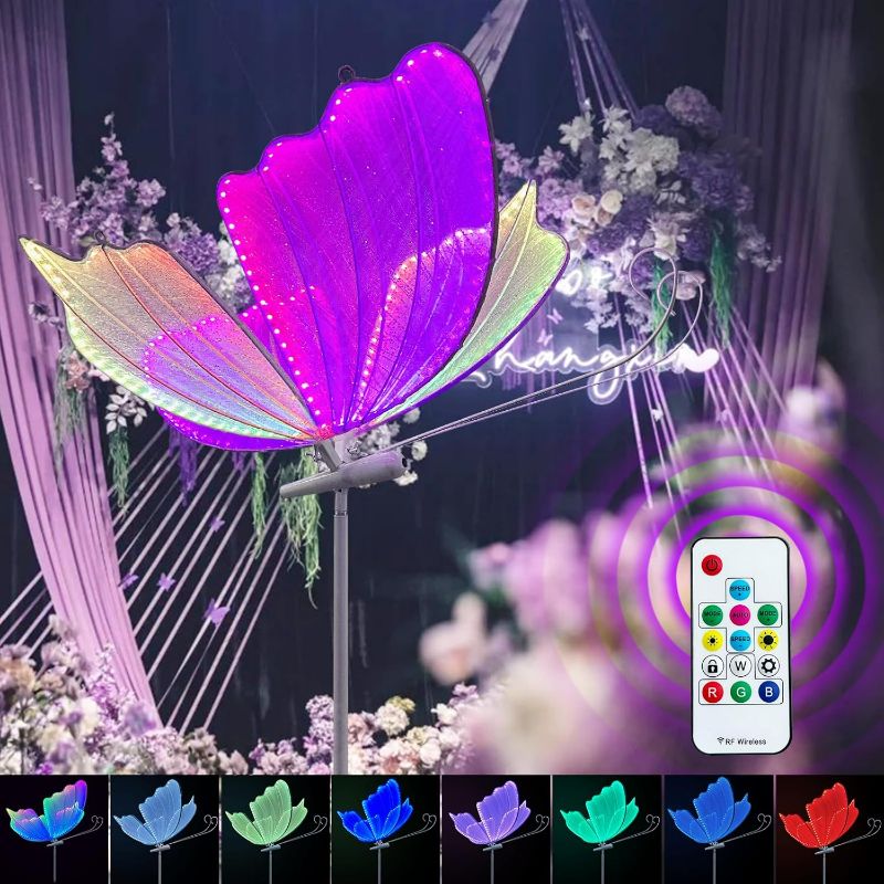 Photo 1 of Wedding Butterfly Floor Lamp,LED Hanging Butterfly Lights,Colorful Discoloration Wedding Decoration Lights Fixture for Wedding Party,7 Colors and 358 Flashing Modes(60cm/23.6in,1PCS)