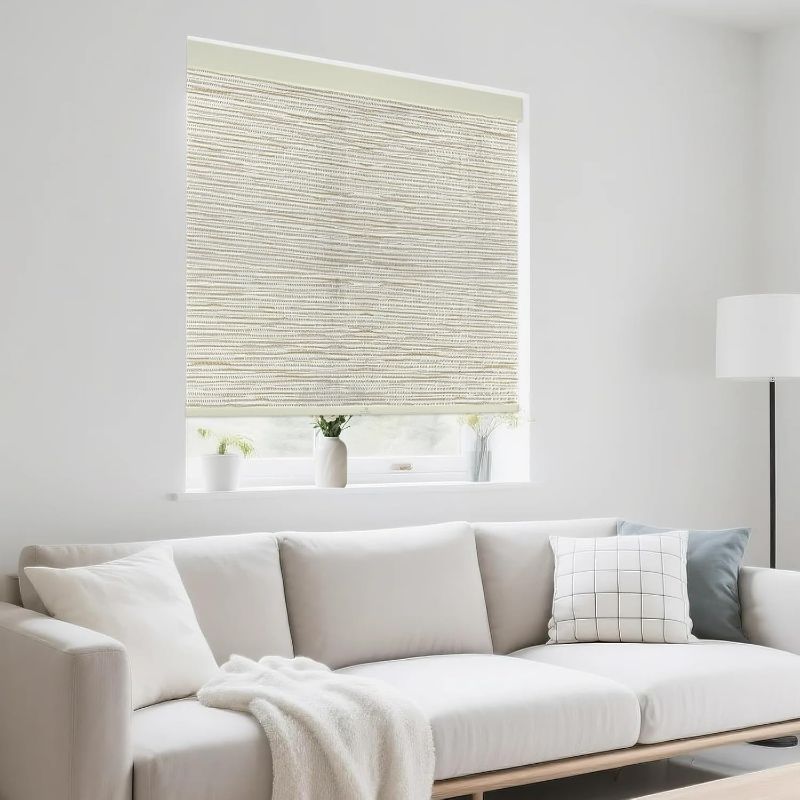 Photo 1 of 34" W x 72" H Cordless Light Filtering Roller Shade for Windows, Free Stop Windows Shades, Thermal Insulated Linen-Style Blinds for Home and Office, Modern Window Blind Color-Matched (Cream)