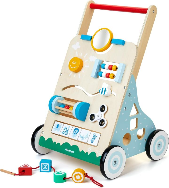 Photo 1 of Wooden Baby Walker, 10 in 1 Baby Activity Center Walker Adjustable Wood Toddler Walker Push Walker Toy for Boys and Girls (BW001)