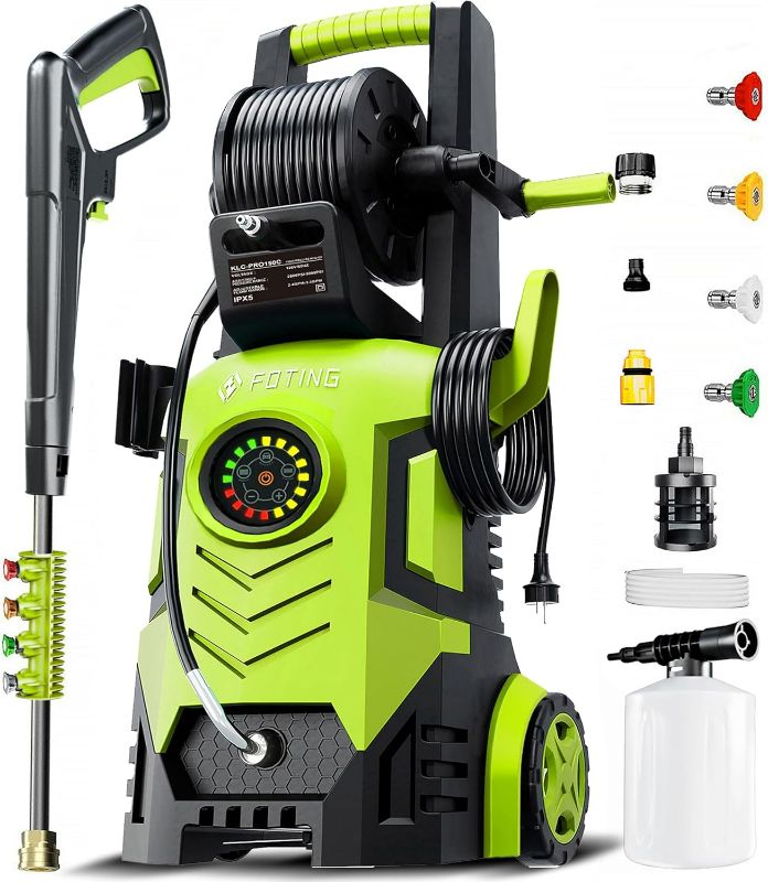 Photo 1 of Pressure Washer Power Washer with 8 Level Adjustable Touch Screen, 4 Quick Connect Nozzles,Inlet Hose&Filter&Foam Cannon for Cars/Fences/Driveways/Home Cleaning,Yellow
