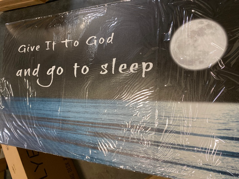 Photo 1 of Large Give It to God and Go to Sleep Sign Canvas Wall Art Quiet Sea Moon Pictures for Bedroom Wall Decor Christian Religious Inspirational Painting Print Artworks Decor Framed for Living Room 30"x60"
