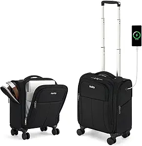 Photo 1 of 16 Inch Softside Small Suitcases with Wheels Black
