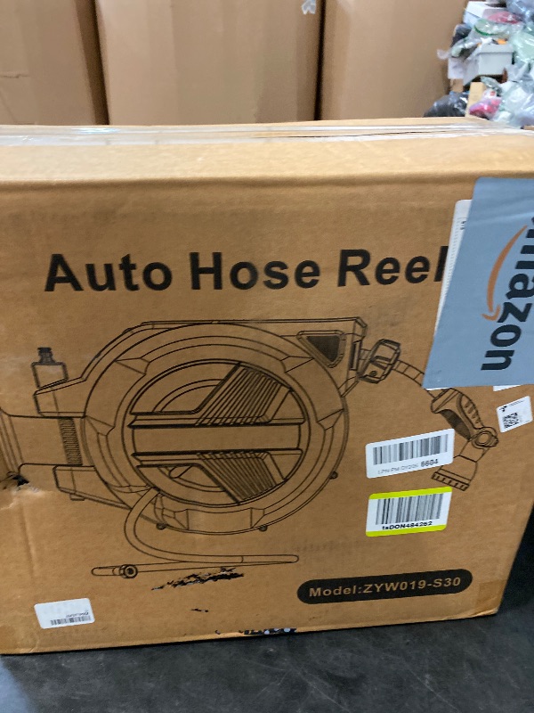 Photo 1 of Retractable Garden Hose Reel 1/2” x 100ft, Auto Rewind Hose Reels for Outside, Heavy-Duty Wall-Mounted Outdoor Hose, 10-Mode Nozzle, Adjustable Length, 180° Rotation for Watering, Car & Pet Washing
