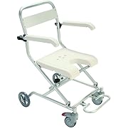 Photo 1 of Folding Shower Chair with Backrest and Wheels - Ergonomic U-Shape Seat - Adjustable Height - Ideal for Seniors, Disabled Individuals, Pregnant Women - Lightweight Aluminium Alloy Construction