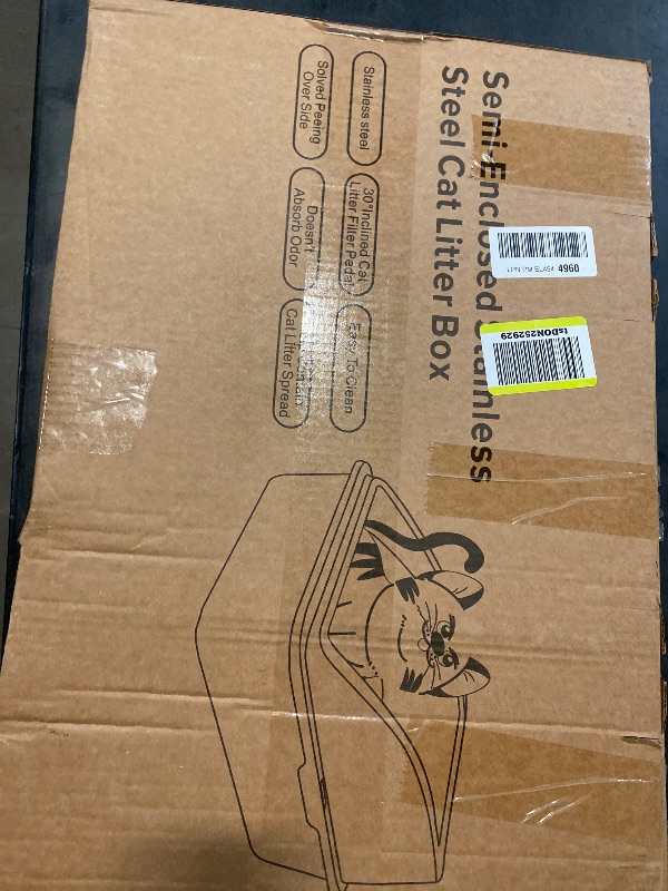 Photo 1 of Stainless Steel Litter Box, Extra Large Litter Boxes for Big Cats, XLarge Metal Cat Litter Box with Lid, Anti-Urine Leakage XL Box with High Sides, Easy Clean, Non-Sticky, Scoop Included