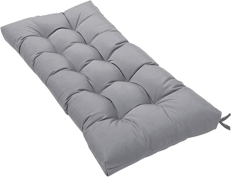 Photo 1 of Insun Outdoor Indoor Tufted Loveseat Cushion, Wicker Couch Cushion with Ties, Waterproof Replacement Patio Pads Cloud Gray 59" x 18"
