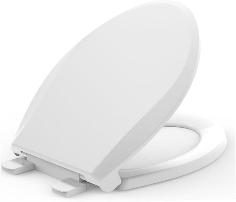 Photo 1 of K-4636-RL-0 Elongated Toilet Seat Replacement for KOHLER 4636-RL-0 Elongated Bowl Toilet Seat Slow-Close, Soft Close toilet Seat and Lid, White