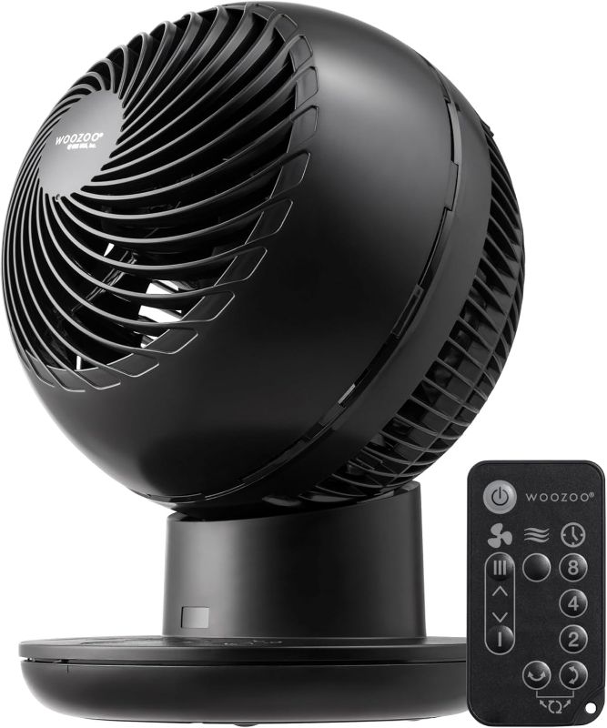 Photo 1 of IRIS USA WOOZOO Air Circulator Fan with Remote, Oscillating, 8 Speeds, 82ft Max Air Distance, 120° Adjustable Tilt, Ultra Quiet Motor, Small Fan for Bedroom, Office, Dorm, Black