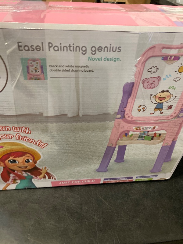 Photo 1 of Art Easel for Kids, Adjustable Standing Rotatable Double Sided Easel with Painting Accessories for Toddlers Boys and Girls-Pink
