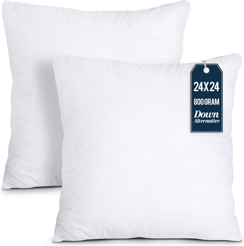 Photo 1 of Utopia Bedding Throw Pillows Insert (Pack of 2, White) - 24 x 24 Inches Bed and Couch Pillows - Indoor Decorative Pillow