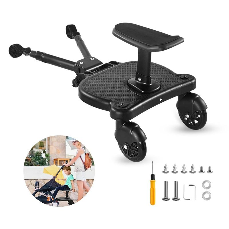 Photo 1 of Universal Stroller Board - Stroller Attachment for Toddler to Ride,Detachable 2 in1 Sit and Stand Toddler Stroller Attachment,Holds Children Up to 55 LBs Stroller Seat Attachment.(Black)