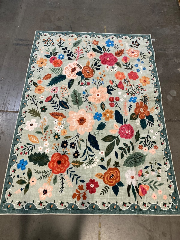 Photo 1 of Living Room Rug 5x7 Rug Machine Washable Boho Area Rug Non Slip Floral Vintage Low Pile Large Rugs for Living Room, Bedroom, Farmhouse, Dining Room, Kids Playroom(Green)