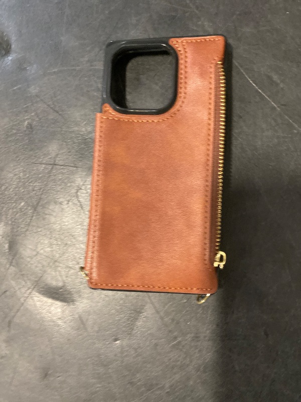 Photo 1 of Bocasal Crossbody Wallet Case for iPhone 16 Pro Max with RFID Block | Card Slot Holder | Magnetic Flip Folio Purse Case | PU Leather Zipper Handbag | Detachable Lanyard Strap | 6.3 Inch | 5G | Brown