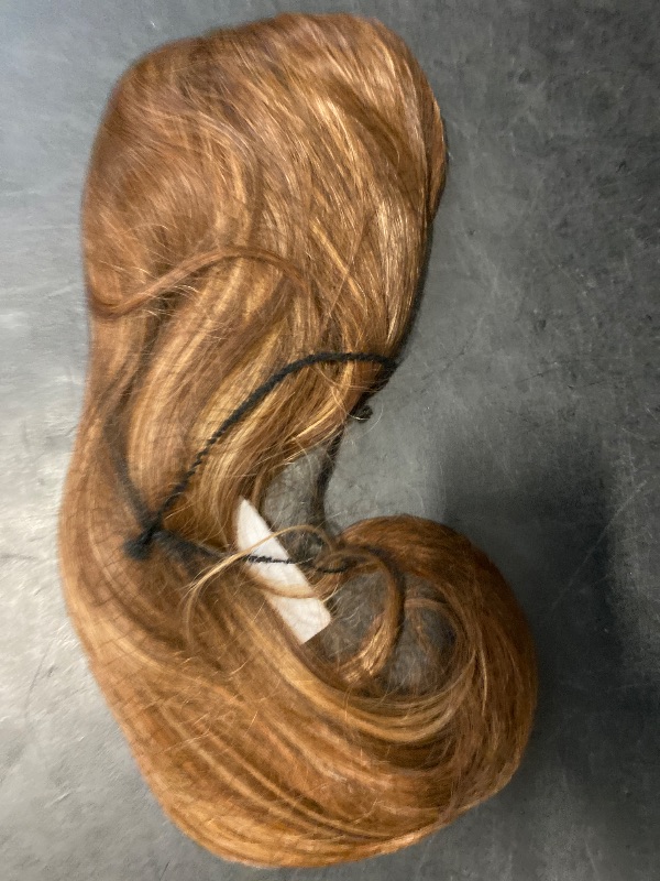 Photo 1 of EMMOR Brown Wigs for Women,Long Layered Wigs with Curtain Bangs Heat Resistant Synthetic Fibre Wigs(Brown with Blonde Highlight)