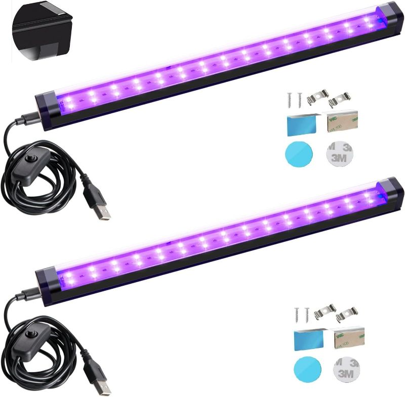 Photo 1 of Black Light Bar 10W 1ft LED Blacklight for Fluorescent Tapestry Poster Body Paint Glow Party UV Strip Lights for Cabinet and Display Magnetic THLITURE 2 Pack