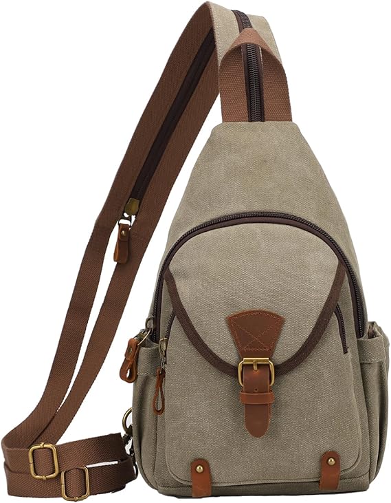 Photo 1 of KouLi Buir Canvas Sling bag,Small Crossbody Backpack,Convertible Chest Bag Casual Daypack For Outdoor Cycling Hiking Travel