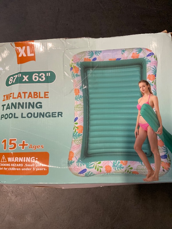 Photo 1 of Inflatable Tanning Pool Lounger Float, Stonful 87" x 63" Pool Floats Adult with Pillow & Cup Holder, 4 in 1 Water Filled Inflatable Sun Tan Tub Tanning Bed Mat for Swimming Pool Backyard Beach (XL)
