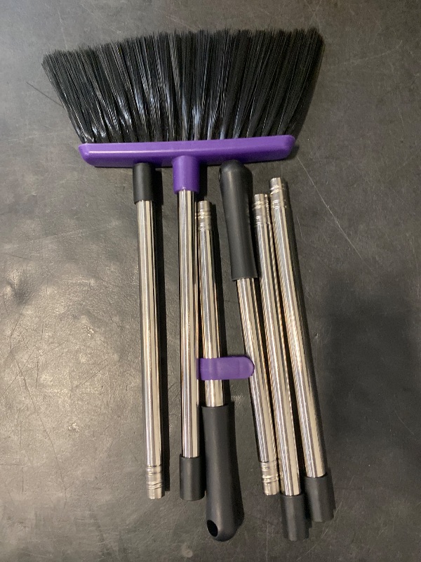 Photo 1 of Broom and Dustpan Set, 51" Long Handle Broom with Dustpan Combo Set, Windproof and Self-Cleaning Teeth, Purple Household Dust Pan Set Sweep Kitchen Office Lobby Pet Room