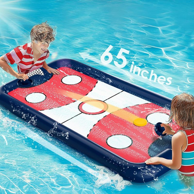 Photo 1 of Pool Wave Kids Hockey Pool Game Toys, Big Inflatable Floating Water Play Swimming Toy, Fun Indoor Outdoor Activity Yard Beach Sports, Cool Summer Family Party Gift 5 6 7 8 10 12 Yr Boy Girl Teen Adult