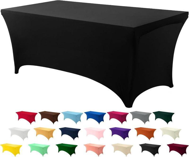 Photo 1 of Utopia Kitchen 4FT Spandex Tablecloth [1 Pack, Black] 200 GSM Stretch, Fitted, Washable and Wrinkle Resistant Table Cloth Rectangle Cover for Trade Shows, Wedding, Parties [48Lx30Wx30H Inch]