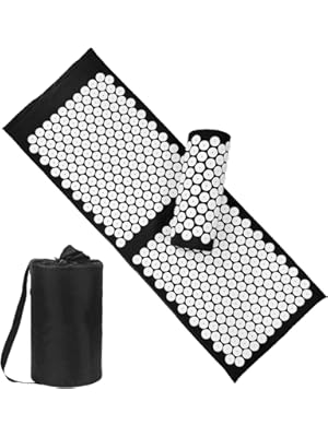 Photo 1 of XiaoMaGe Acupressure Mat and Pillow Set with Bag - Extra Long Acupuncture Mat for Neck & Back Pain Relief- Naturally Relaxation Gift for Women - Stress Relief Massage Mat (Black)