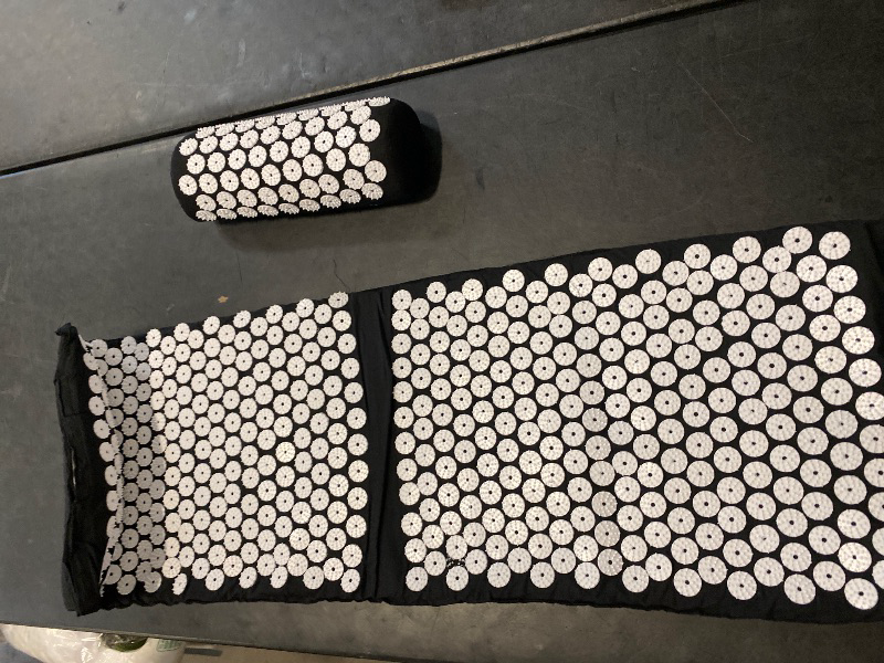 Photo 1 of XiaoMaGe Acupressure Mat and Pillow Set with Bag - Extra Long Acupuncture Mat for Neck & Back Pain Relief- Naturally Relaxation Gift for Women - Stress Relief Massage Mat (Black)