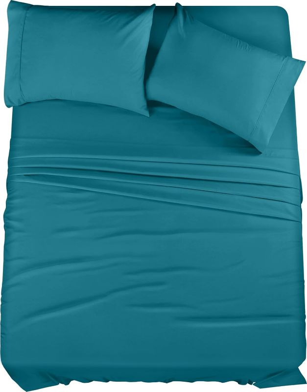 Photo 1 of Utopia Bedding Queen Sheet Set 4 Piece Microfiber Queen Size Bed Denim Blue