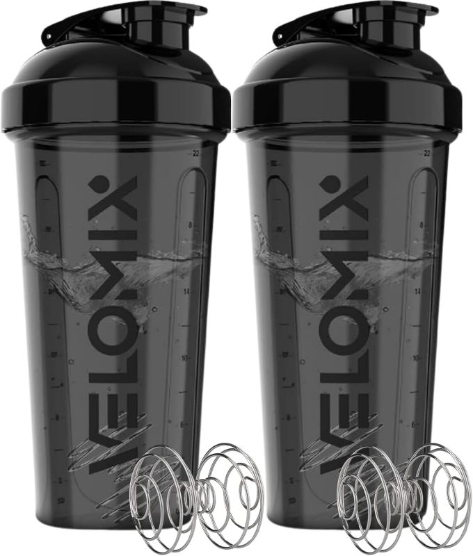Photo 1 of -2 Pack- 28 oz Protein Shaker Bottles for Protein Mixes - 2x Wire Whisk | Leak Proof Shaker Cups for Protein Shakes | Protein Shaker Bottle Pack | Shakers for Protein Shakes - 2xBlack
