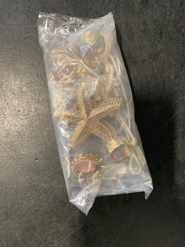 Photo 1 of 16 Pcs Beach Jewelry for Women Seashell Starfish Earrings Rings Boho Summer Beach White Anklet Set Summer Jewelry Set