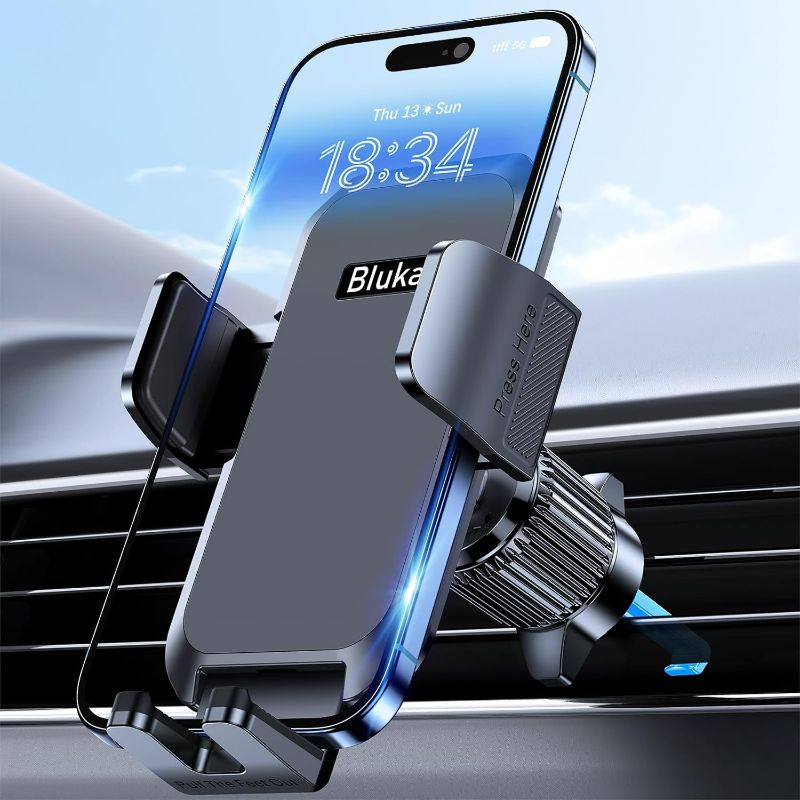 Photo 1 of Car Phone Holder Mount, Super Stable Air Vent Cell Phone Car Mount with 2025 Metal Hook Clip, 360° Rotation,One Button Release for iPhone, Galaxy, Google, and All Other Smartphones
