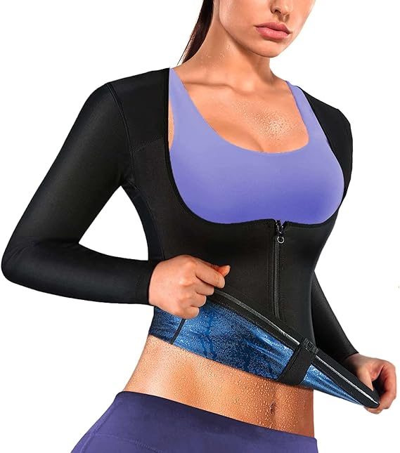 Photo 1 of Size M Sauna Suit Shirt For Women Weight Loss Waist Trainer Sweat Vest Workout Fajas Long Sleeve