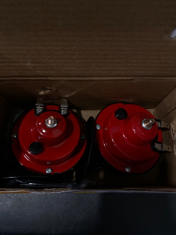 Photo 1 of 110db Train Horn For Trucks,1 Pair Train Horn Waterproof For Motorcycle Car Trucksuv Boat (Red)