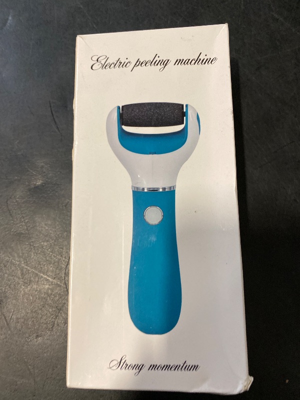 Photo 1 of BOMPOW Foot Scrubber Electric Callus Remover Rechargeable Foot File Hard Skin Remover Pedicure Tools Electronic Callus kit for Cracked Heels and Dead Skin with 2 Roller Heads, Blue
