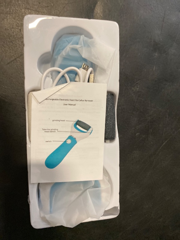 Photo 1 of BOMPOW Foot Scrubber Electric Callus Remover Rechargeable Foot File Hard Skin Remover Pedicure Tools Electronic Callus kit for Cracked Heels and Dead Skin with 2 Roller Heads, Blue