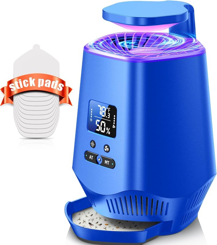 Photo 1 of Fruit Fly Traps for Indoors, Fly Trap Indoor Gnat Traps for House Indoor, Effective Fruit Fly Traps Bug Zapper Mosquito Trap for House Plant Pest Control with 10PCS Refills, Blue