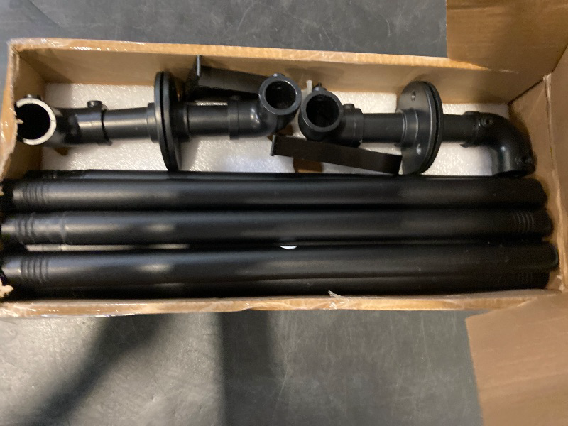 Photo 1 of 2 Pack Industrial Curtain Rods for Windows 48 to 84 Inches, Blackout Wrap Around Curtain Rod, for Indoor and Outdoor, 5/8 Inch Diameter, 35 to 75 Inches, Black