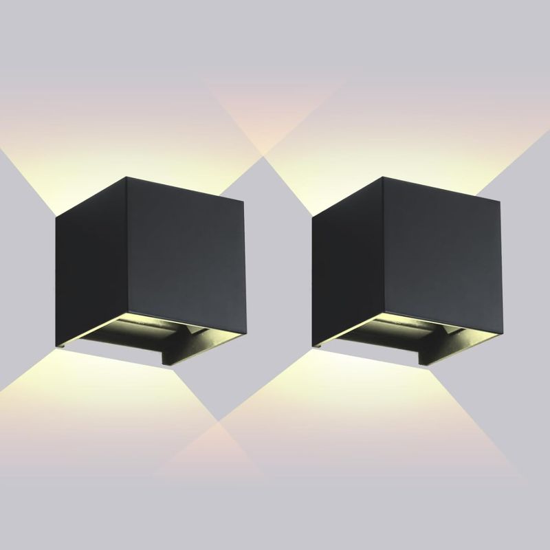 Photo 1 of Outdoor Wall Lights 2PCS 3000k Wall Light Outdoor Porch Light Modern Wall Sconce up Down Light Outdoor Wall Light fixtures 20W LED Wall Pack Light