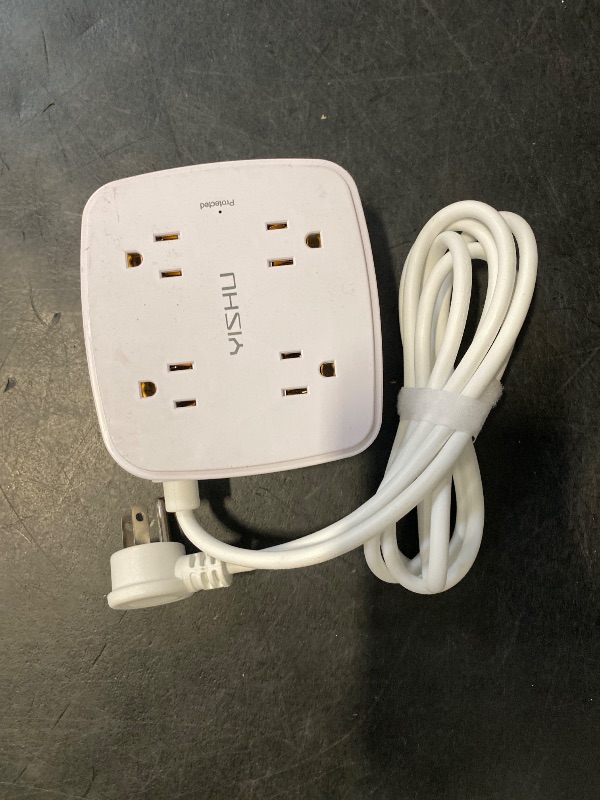 Photo 1 of 6 Ft Surge Protector Power Strip - 8 Widely Outlets with 4 USB Ports, 3 Side Outlet Extender with 6 Feet Extension Cord, Flat Plug, Wall Mount, Desk USB Charging Station, ETL,White
