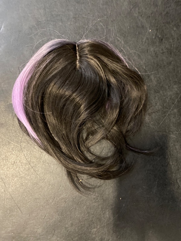 Photo 1 of WEAREZ Elegant Pick Dye Flared Ladies Wig, 1pcs Head Fluffy Middle Parted Eight Bangs Wig Piece 25cm/9.8in Natural Colour Natural and real