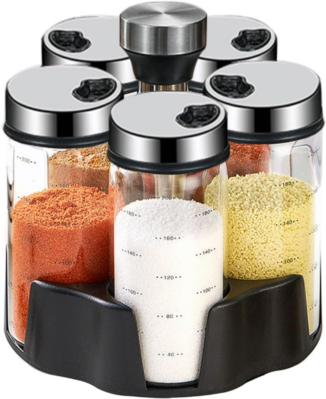 Photo 1 of TINMIX Rotating Revolving Spice Rack with Glass Jars for Kitchen Countertop Cabinet