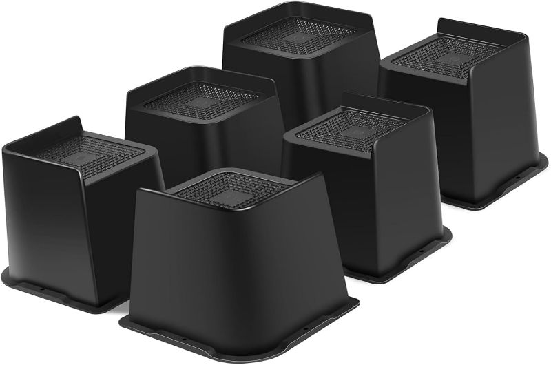 Photo 1 of Bed Risers Heavy Duty, Oversized Furniture Risers, Support Up to 6000 Lbs, Lift 3 inch for Couch, Sofa, Table,Chair (Black 6 Pack, 6 inch)