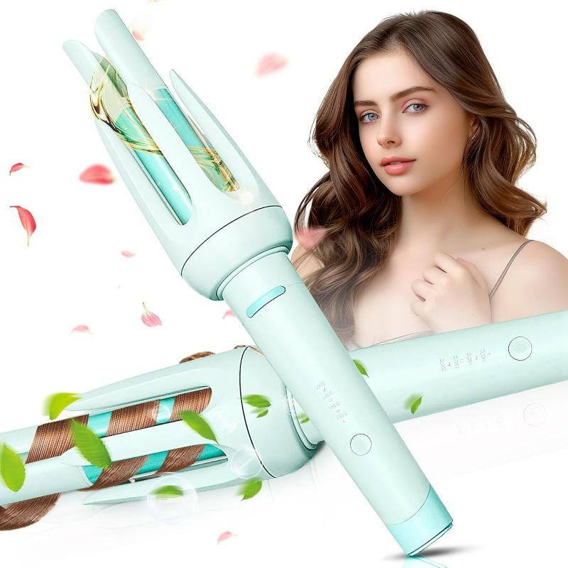 Photo 1 of Auto Hair Curler, Automatic Curling Iron with 4 Temperature & 3 Timer, Automatic Shut-Off, Anti-Scald, Anti-Tangle Rotating Curling Wand for Hair Styling, Blue